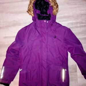 Cozy Purple Kids Puffer Jacket with Faux Fur Hood
